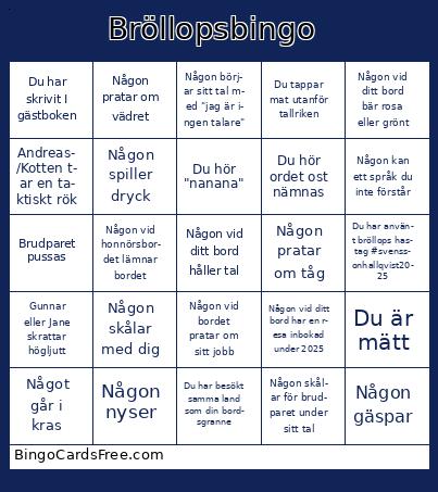  #svenssonhallqvist2025 Bingo
