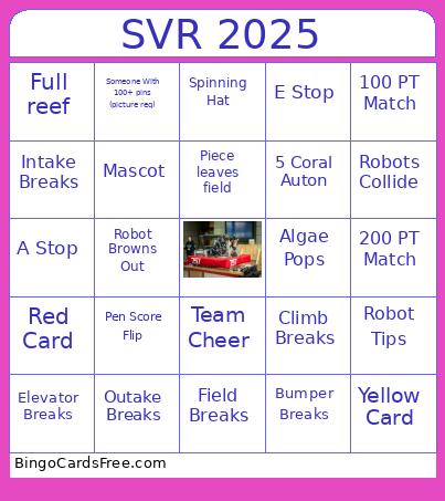SVR 2025 Bingo Card