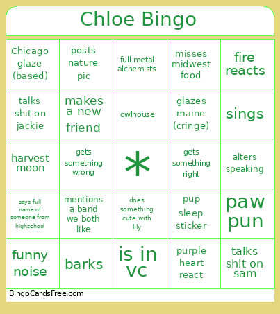Swag Five More Letters Bingo Card