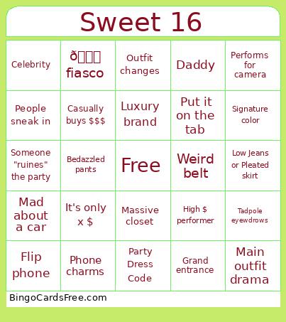 Sweet 16 Bingo