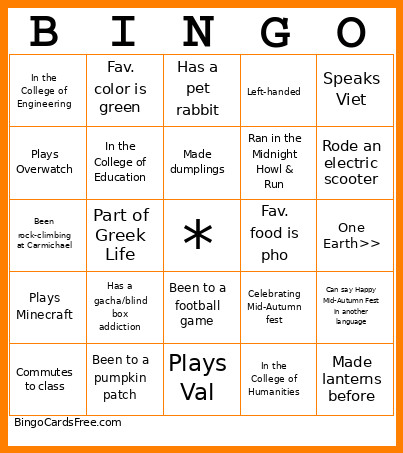 Sweet As Mooncakes Bingo Card