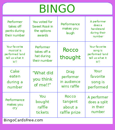 Sweet Rosé Bingo Card