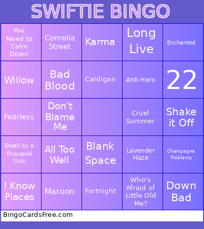 Swiftie Bingo Card