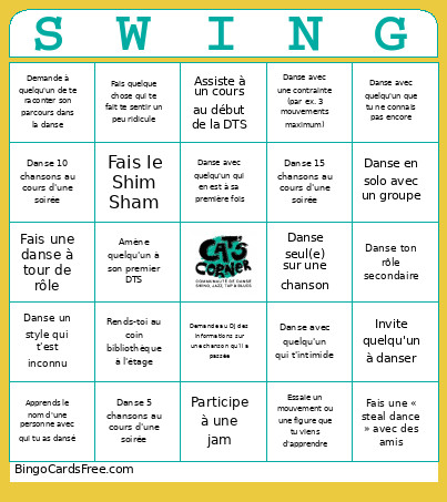Swing Bingo Card