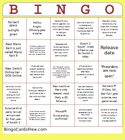 Switch 2 Bingo Card 2