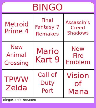 Switch 2 Bingo Card 2