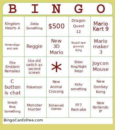 Switch 2 Bingo Card 2