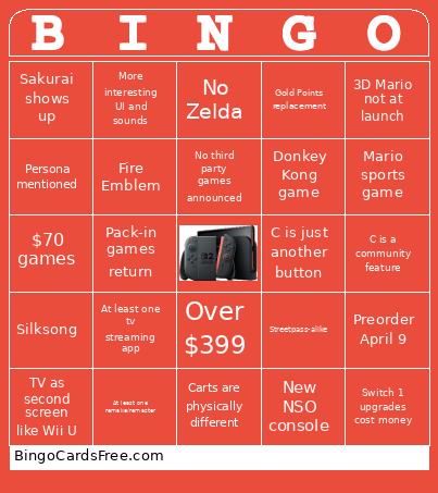 Switch 2 Bingo Card 3