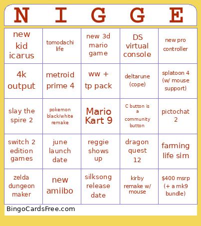 Switch 2 Bingo Card 2