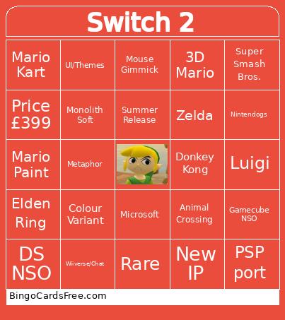 Switch 2 Bingo Card