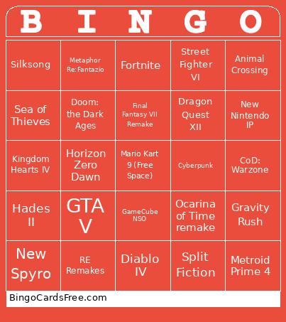 Switch 2 Bingo Card