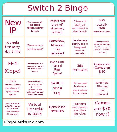 Switch 2 Bingo Card 2