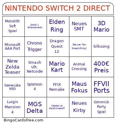 Switch 2 Direct 02.04.2024 Bingo Card