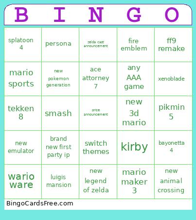 Switch 2 Direct Bingo Card