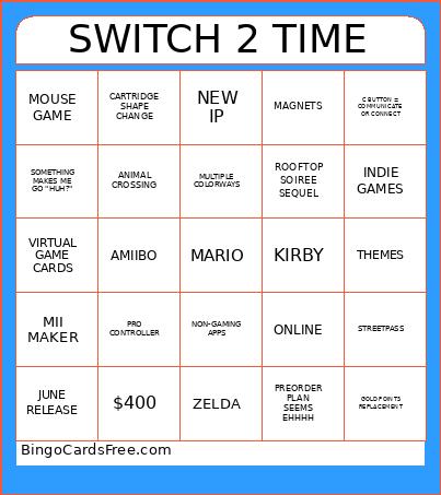Switch 2 Direct Bingo Card 3