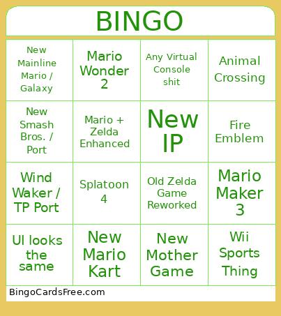 Switch 2 Direct Bingo Card