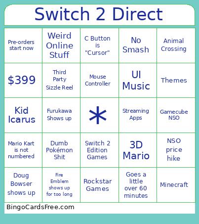 Switch 2 Direct Bingo Card 6
