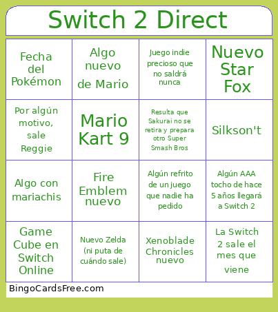 Switch 2 Direct Bingo Card 3