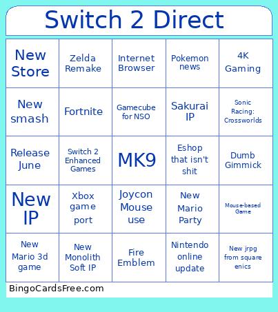 Switch 2 Direct Bingo Card 3