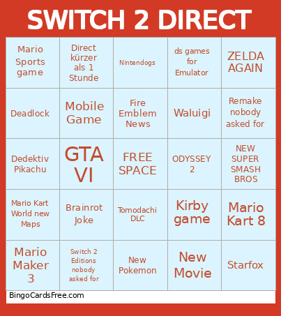 SWITCH 2 DIRECT Bingo Card