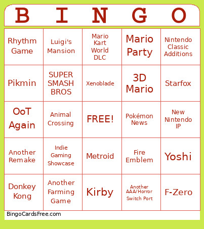 Switch 2 Direct Bingo Card