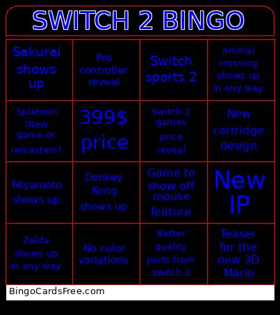 Switch 2 Direct Bingo Card 2