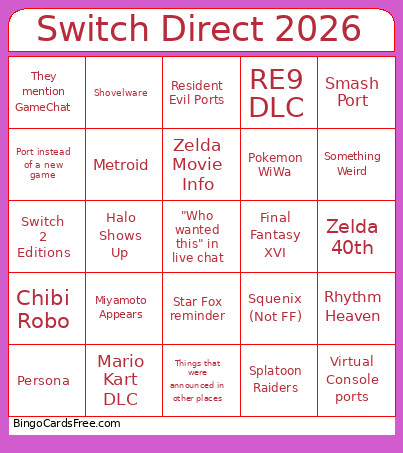 Switch Direct 2026 Bingo Card