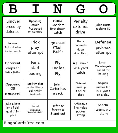 SWOOP Bingo Card