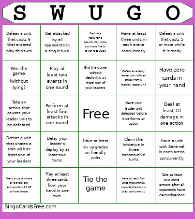 SWU: Twin Suns Bingo Card