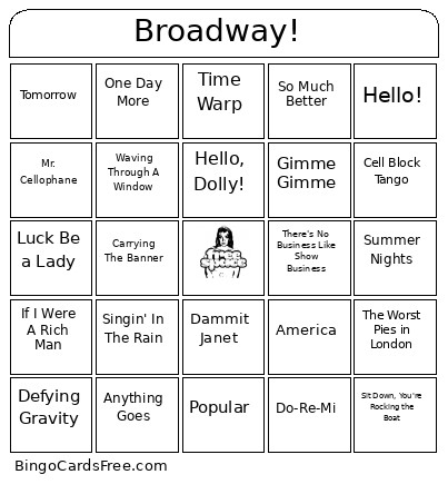 Sydney's Final Music -3 Bingo Card