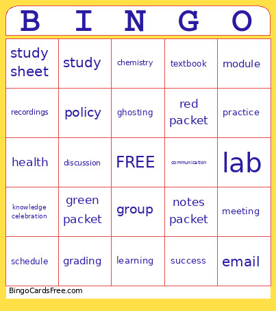 Syllabus Bingo Card