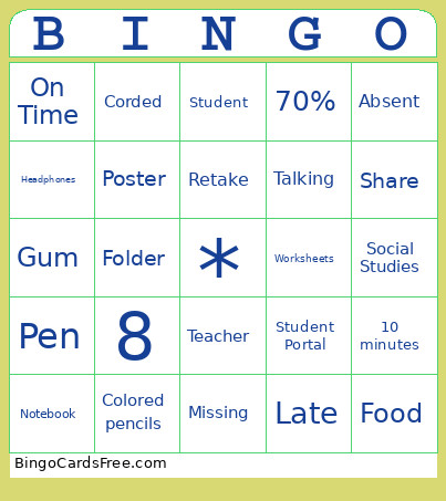 Syllabus Bingo Card