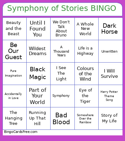 Symphony Of Stories Bingo Card 2