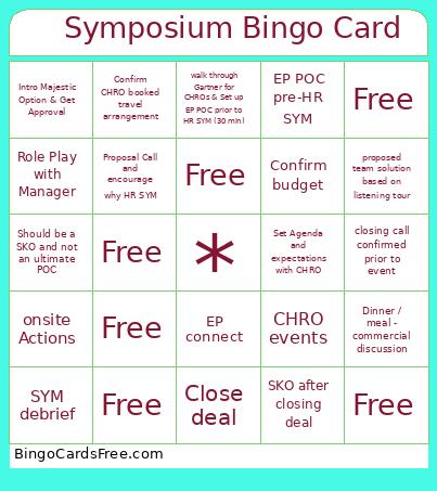 Symposium Bingo Card