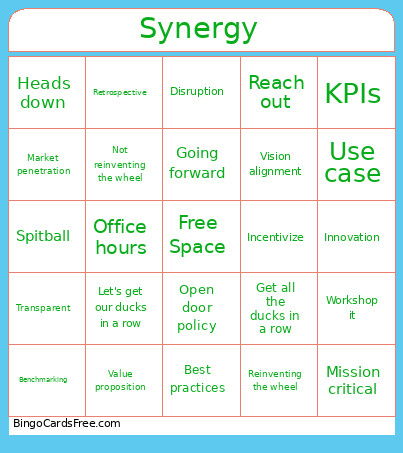 Synergy Bingo Card
