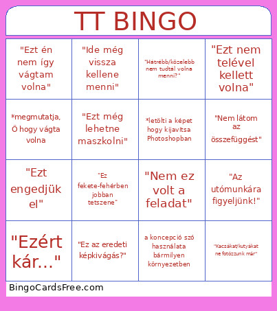 SZÁMALK Fotó - TT Bingo Card