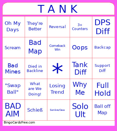 T A N K Bingo Card
