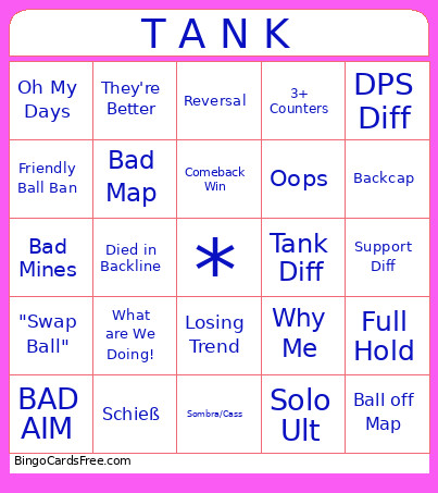 T A N K Bingo Card