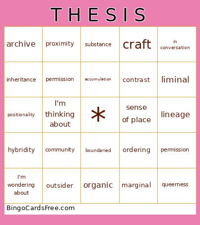 T H E S I S Bingo Card