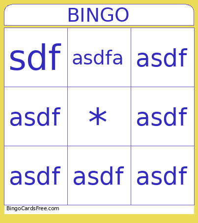 T2 Stuff Bingo Card