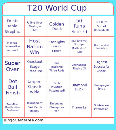 T20 World Cup Bingo Card