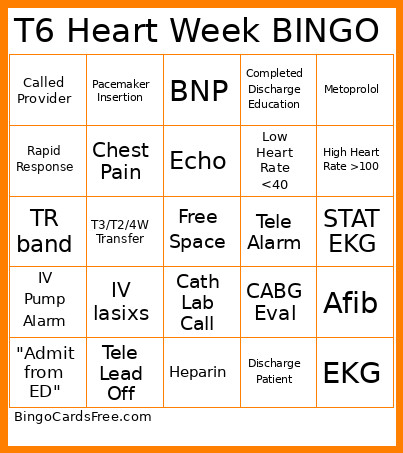 T6 Heart Week Bingo Card