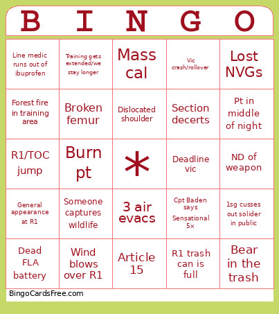 Table 12s Bingo Card