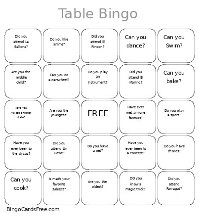 Table 2026 Bingo Card
