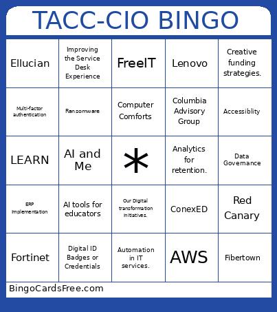 TACC-CIO Bingo Card