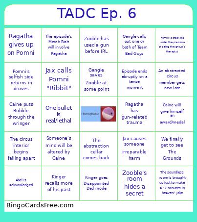 TADC Ep. 6 Bingo Card