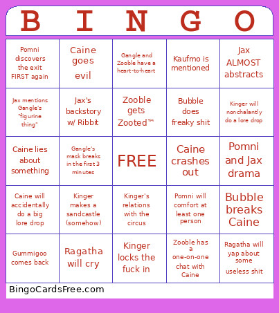 TADC Ep.7 Bingo Card