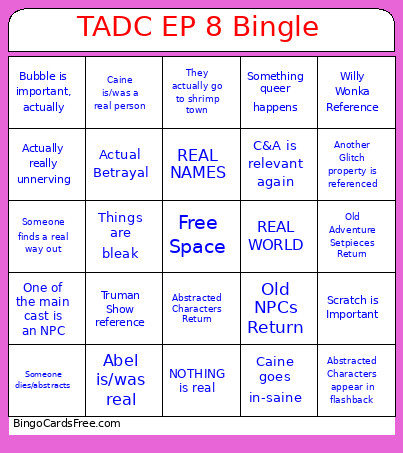 TADC EP 8 Bingle Bingo Card