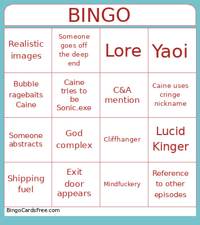 TADC Ep 8 Bingo Card