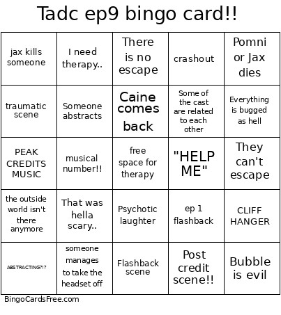 Tadc Ep9 !! Bingo Card